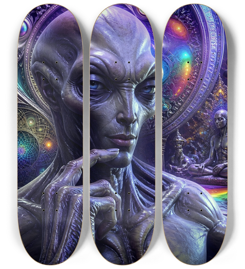 Fractal Gray Skin #12 3 Deck Wall Series