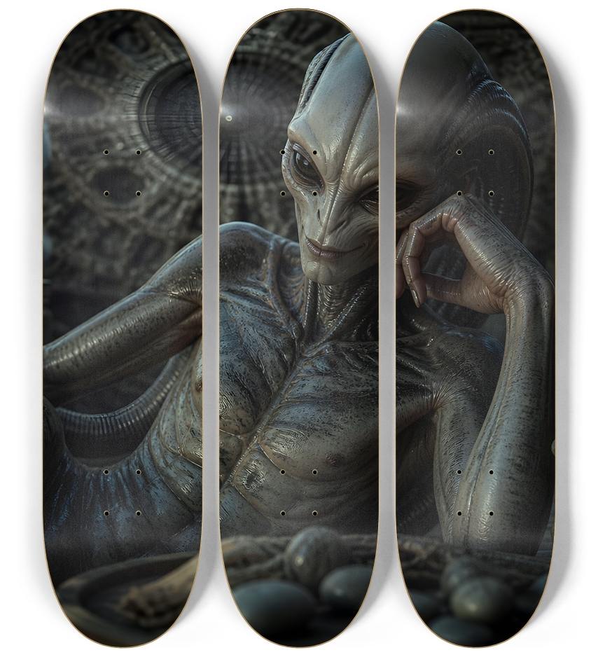 Fractal Gray Skin #11 3 Deck Wall Series