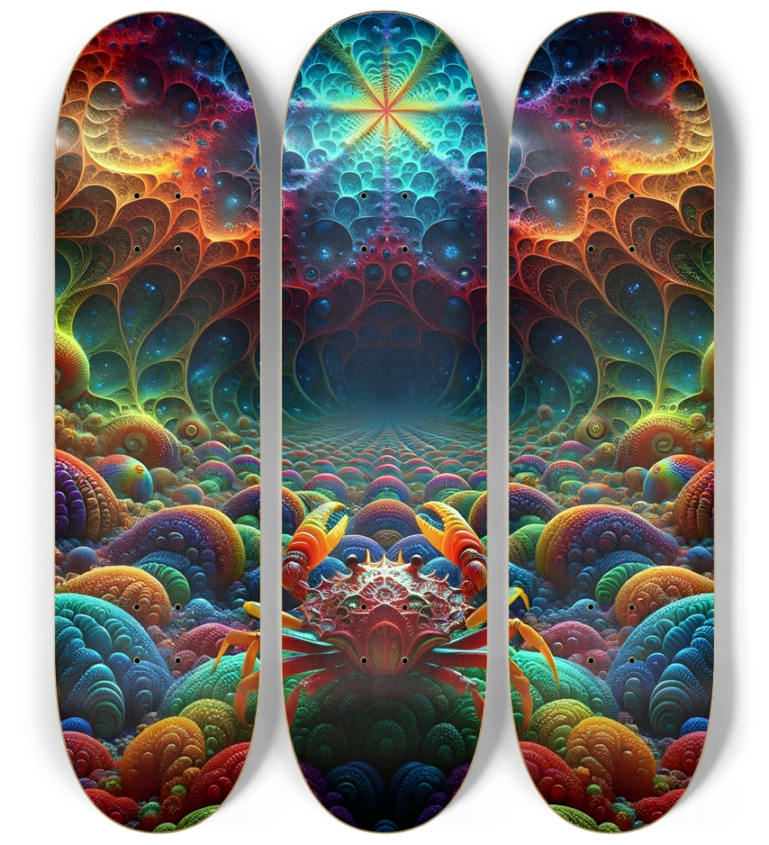 Psychedelic Fractal Crab #1 3 Deck Wall Series