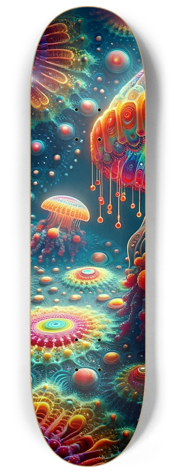 Psychedelic Fractal Jellyfish #5 #1 8-1/4 Skateboard Deck
