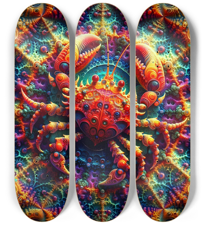 Psychedelic Fractal Crab #4 3 Deck Wall Series