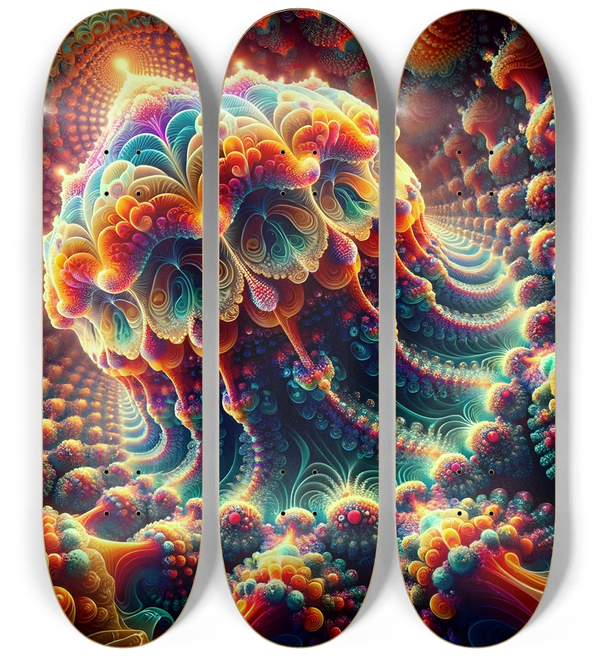 Psychedelic Fractal Jellyfish #2 3 Deck Wall Series