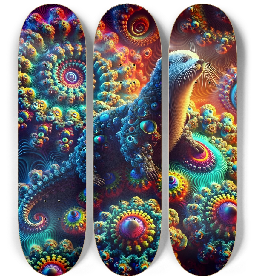 Psychedelic Fractal Otter #2 3 Deck Wall Series