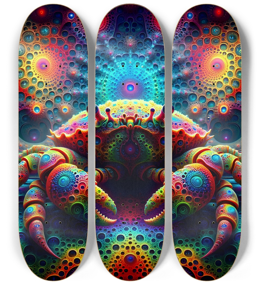 Psychedelic Fractal Crab #2 3 Deck Wall Series
