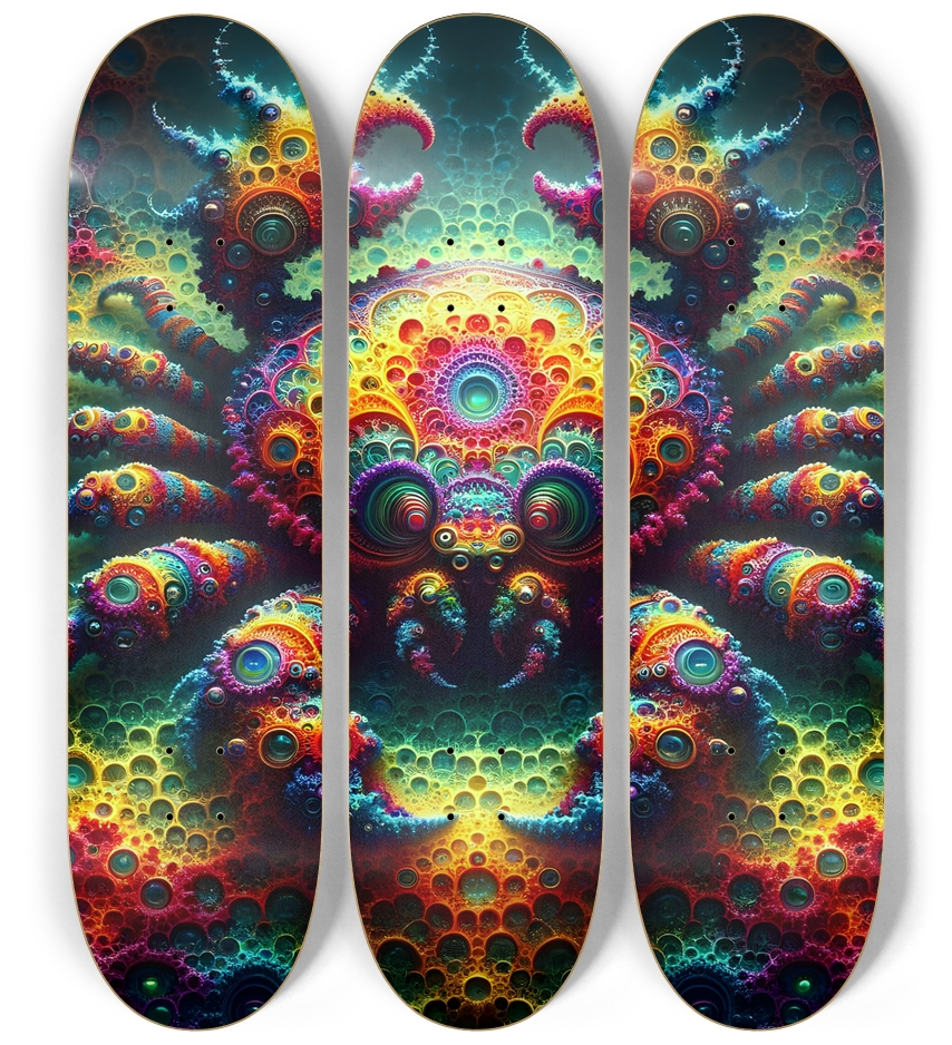 Psychedelic Fractal Crab #3 3 Deck Wall Series