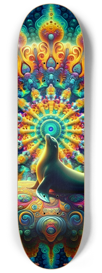 Psychedelic Fractal Sea Lion #4 #2 8-1/4 Skateboard Deck