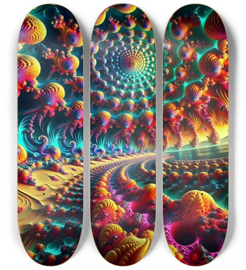 Psychedelic Fractal Waterfront #4 3 Deck Wall Series