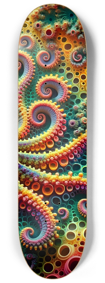 Psychedelic Fractal Squid #5 #3 8-1/4 Skateboard Deck