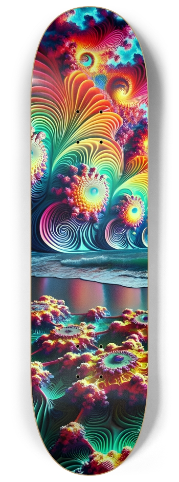 Psychedelic Fractal Waterfront #3 #1 8-1/4 Skateboard Deck