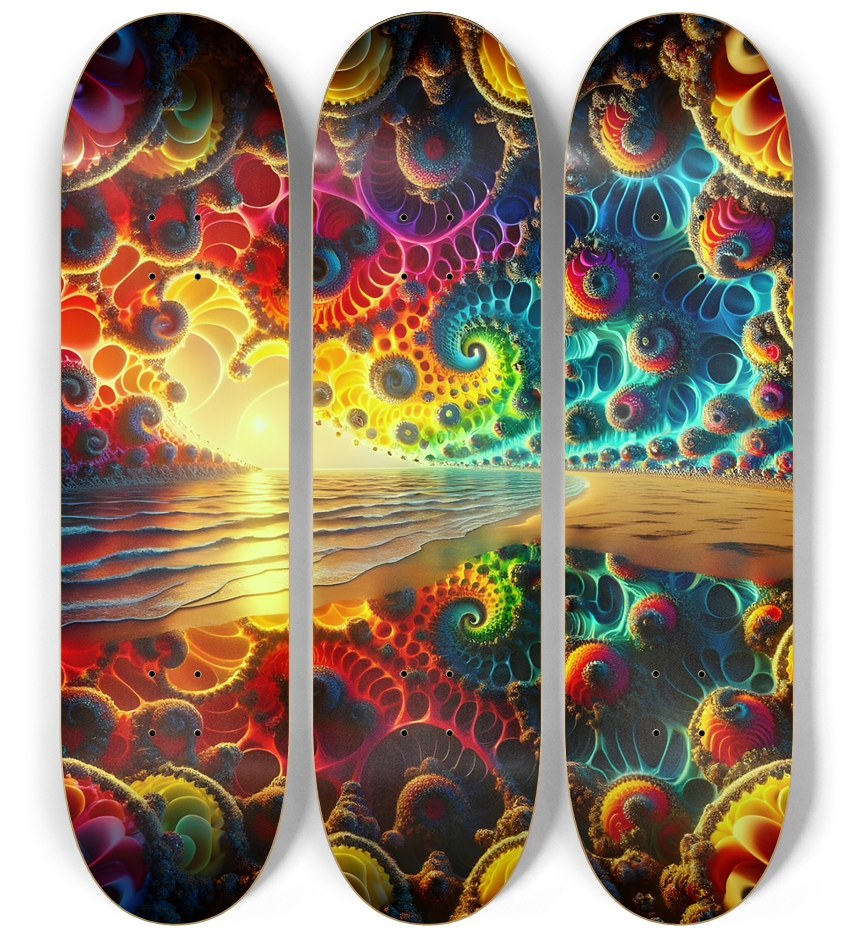 Psychedelic Fractal Waterfront #2 3 Deck Wall Series