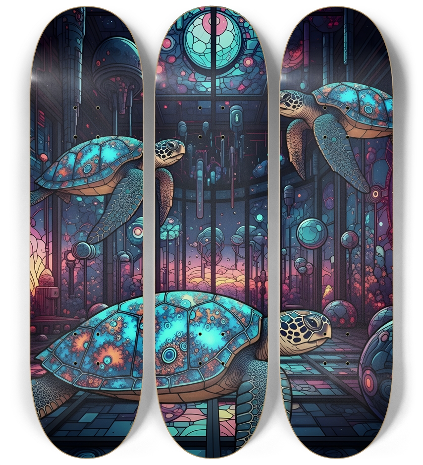 Psychedelic Fractal Sea Turtle #3 3 Deck Wall Series