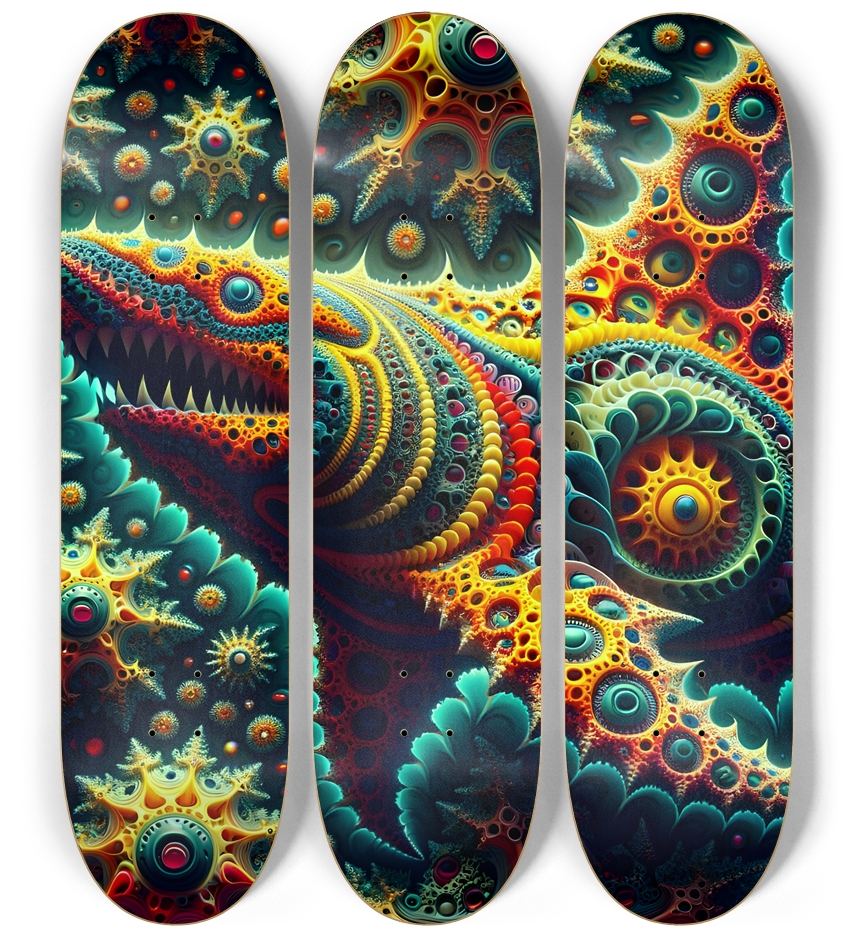 Psychedelic Fractal Shark #3 3 Deck Wall Series
