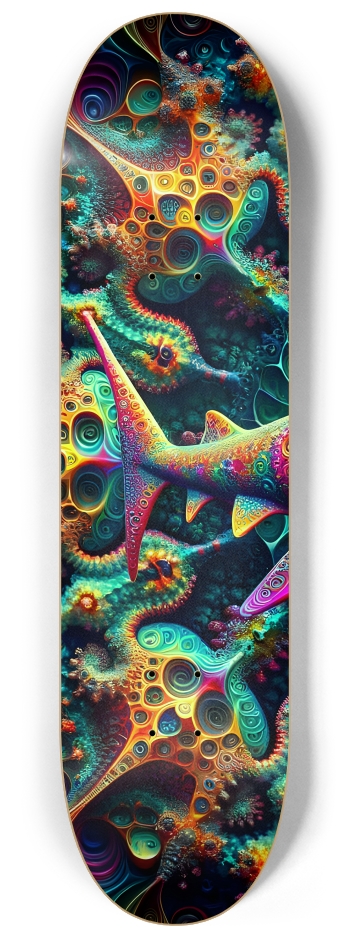 Psychedelic Fractal Shark #2 #1 8-1/4 Skateboard Deck