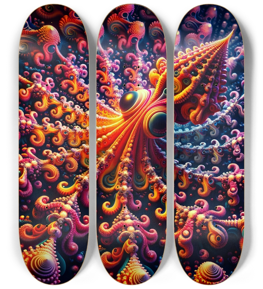 Psychedelic Fractal Squid #3 3 Deck Wall Series