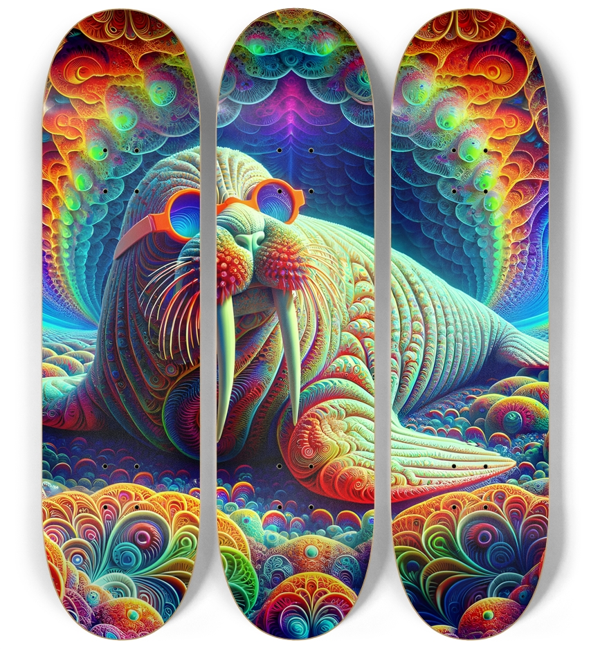 Psychedelic Fractal Walrus #2 3 Deck Wall Series