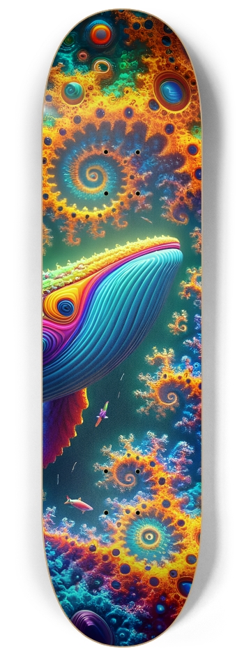 Psychedelic Fractal Whale #5 #3 8-1/4 Skateboard Deck