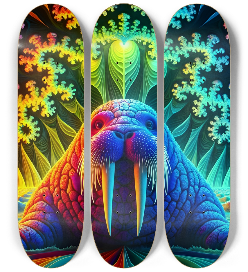 Psychedelic Fractal Walrus #5 3 Deck Wall Series