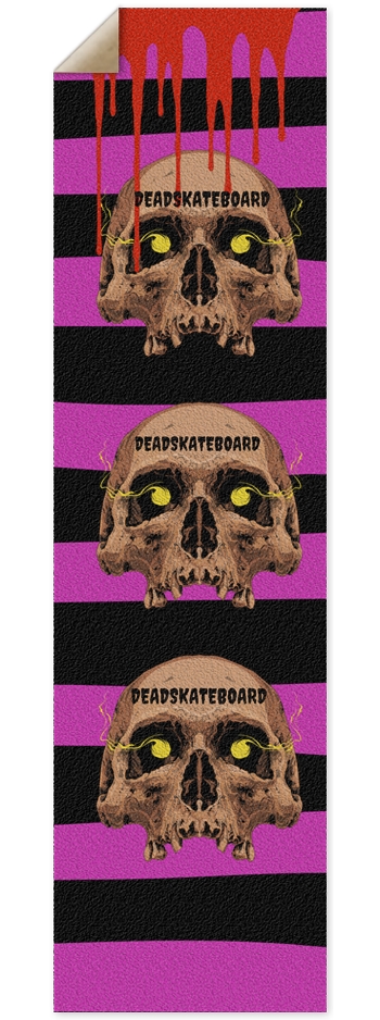DEADSKATEBOARD BLACK&PINK 3 BLOODY SKULLS GRIPTAPE