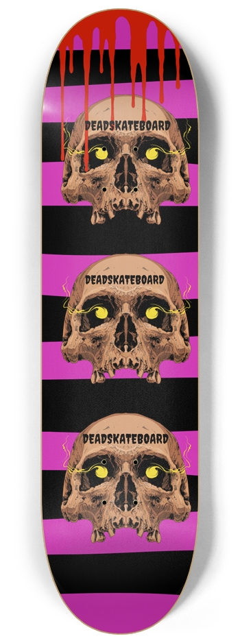 DEADSKATEBOARD BLACK&PINK 3 BLOODY SKULLS