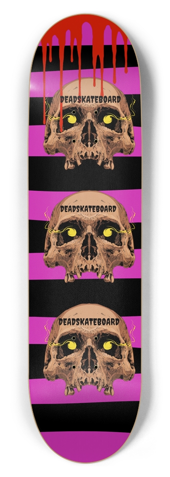 DEADSKATEBOARD BLACK&PINK 3 BLOODY SKULLS