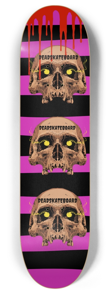 DEADSKATEBOARD BLACK&PINK 3 BLOODY SKULLS
