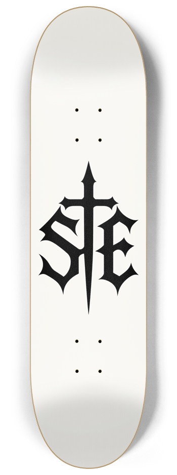 S.E. Logo — White 8-1/4 Skateboard Deck