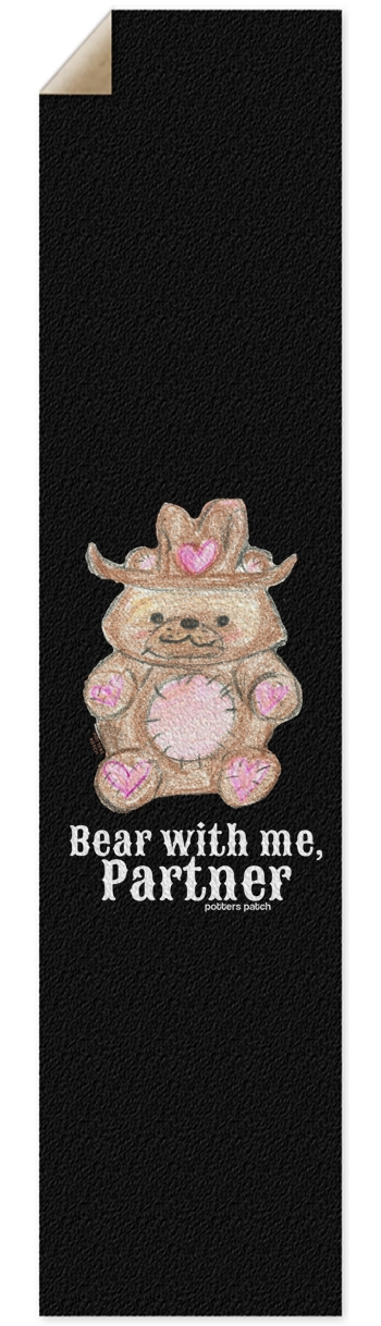 Bear with me, Partner Hand Drawn Cowboy Bear Art Longboard GripTape