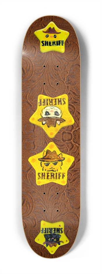 Sheriff Cats Badges Custom Art Skateboard