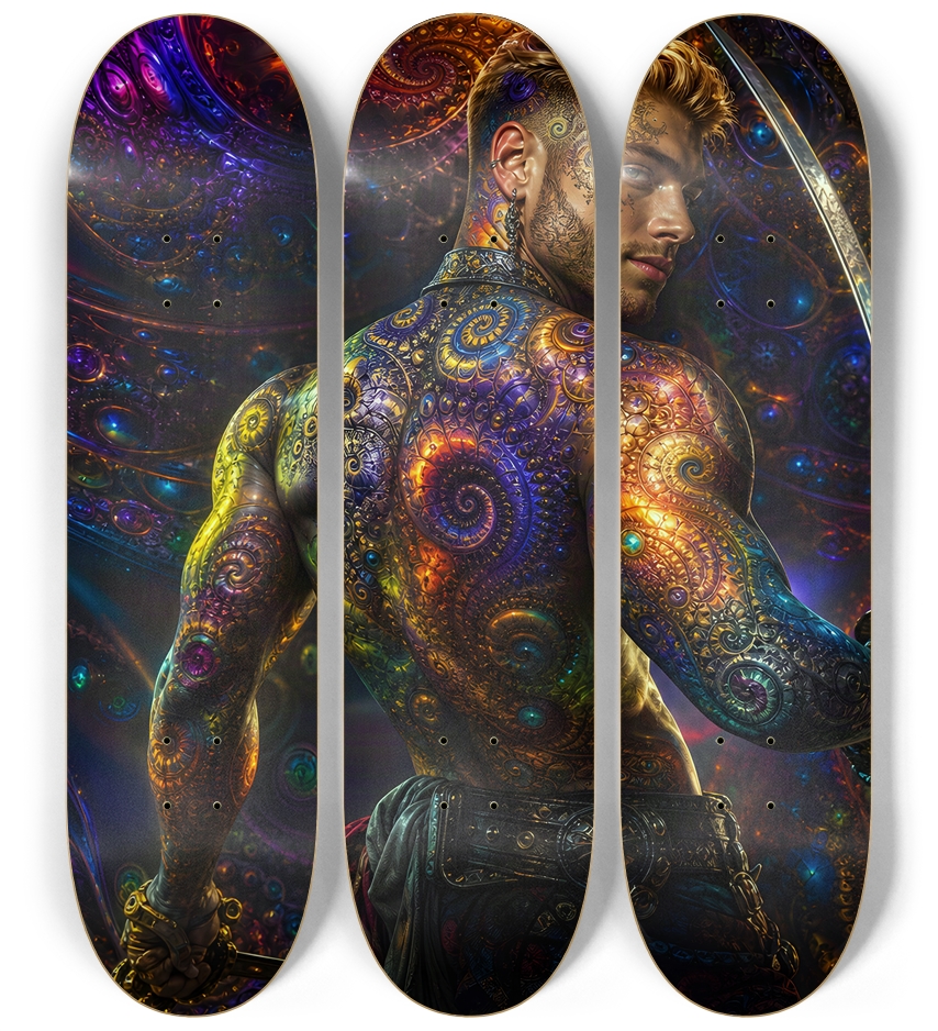 Psychedelic Blonde Fractal Pirate #13 3 Deck Wall Series