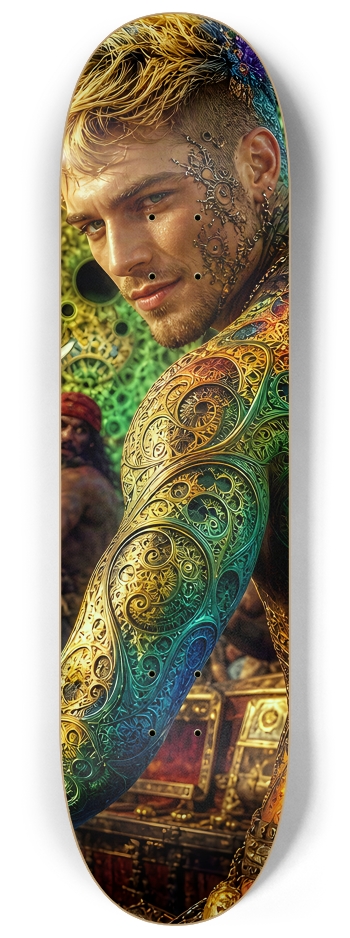 Psychedelic Blonde Fractal Pirate #29 #2 8-1/4 Skateboard Deck