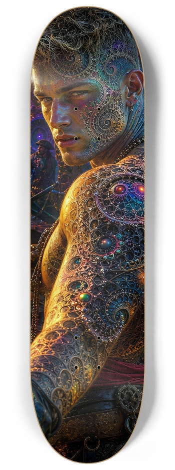 Psychedelic Blonde Fractal Pirate #26 #2 8-1/4 Skateboard Deck