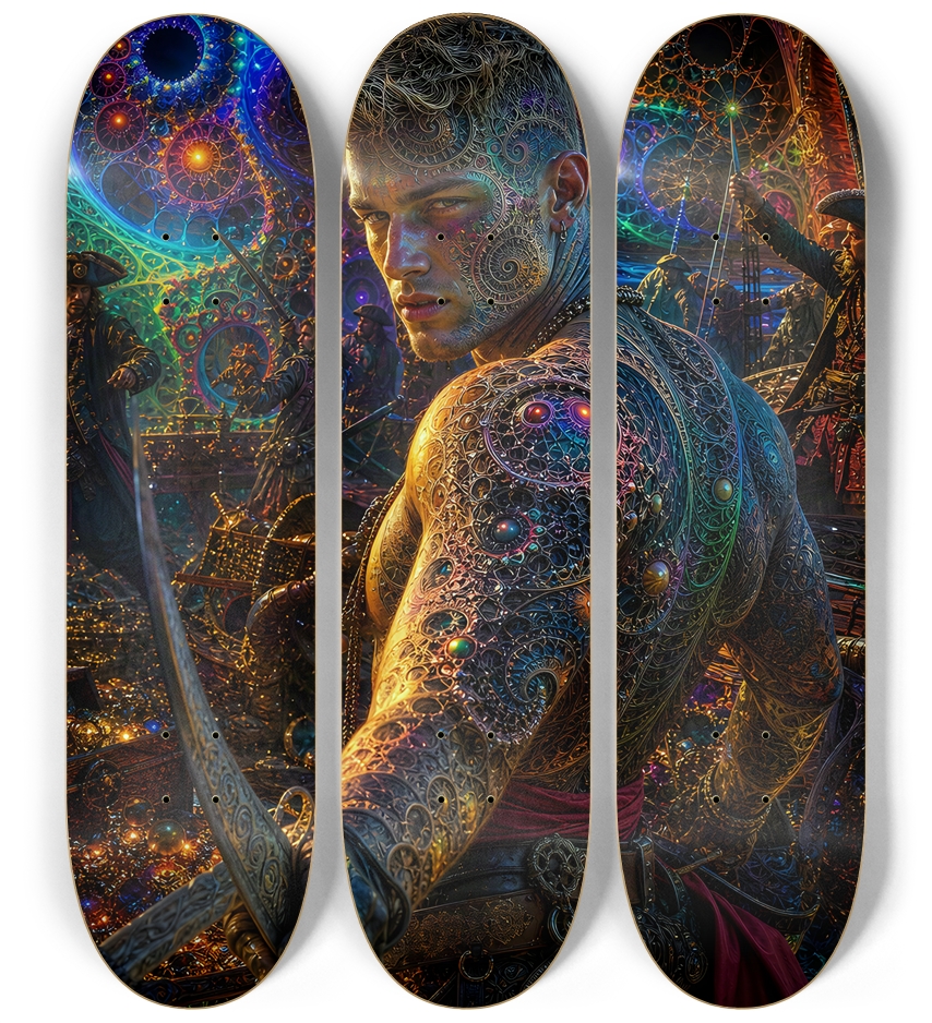 Psychedelic Blonde Fractal Pirate #26 3 Deck Wall Series