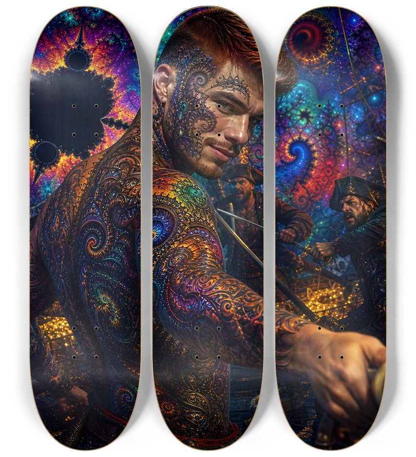 Psychedelic Gay Auburn Fractal Pirate #8 3 Deck Wall Series