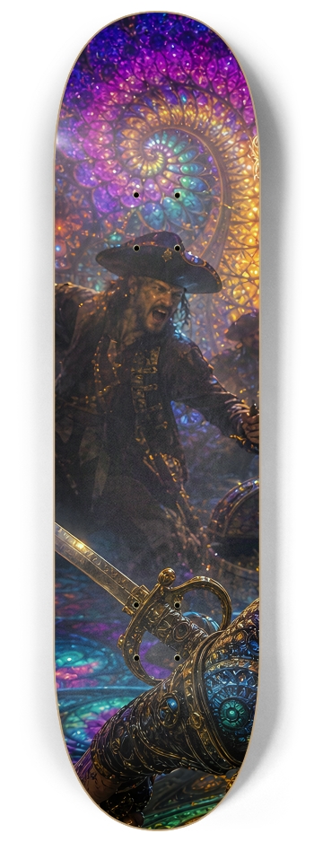 Psychedelic Blonde Fractal Pirate #9 #1 8-1/4 Skateboard Deck