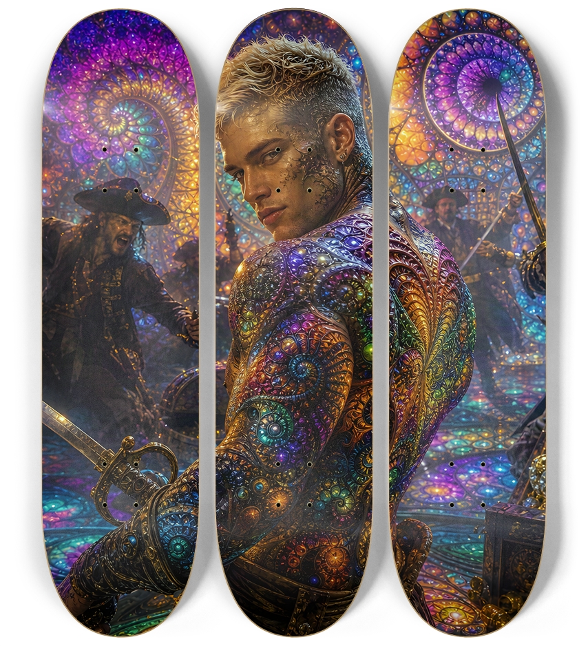 Psychedelic Blonde Fractal Pirate #9