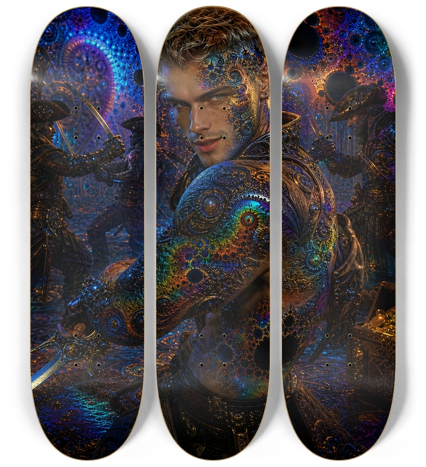 Psychedelic Blonde Fractal Pirate #22 3 Deck Wall Series