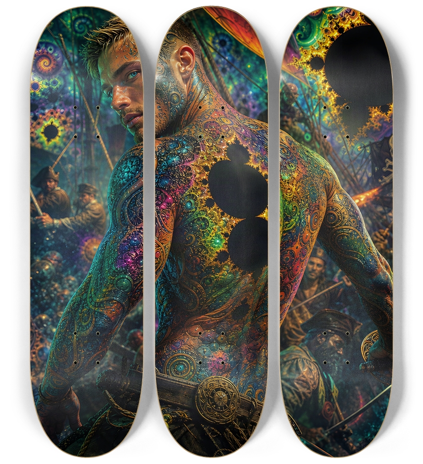 Psychedelic Blonde Fractal Pirate #8 3 Deck Wall Series