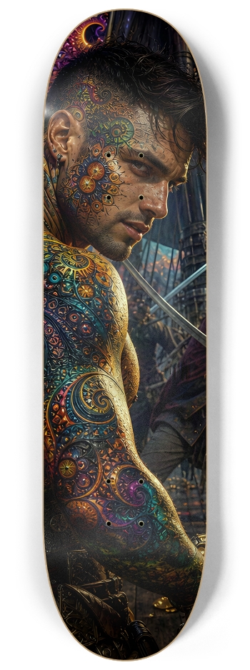 Psychedelic Gay Brunette Fractal Pirate #29 #2 8-1/4 Skateboard Deck