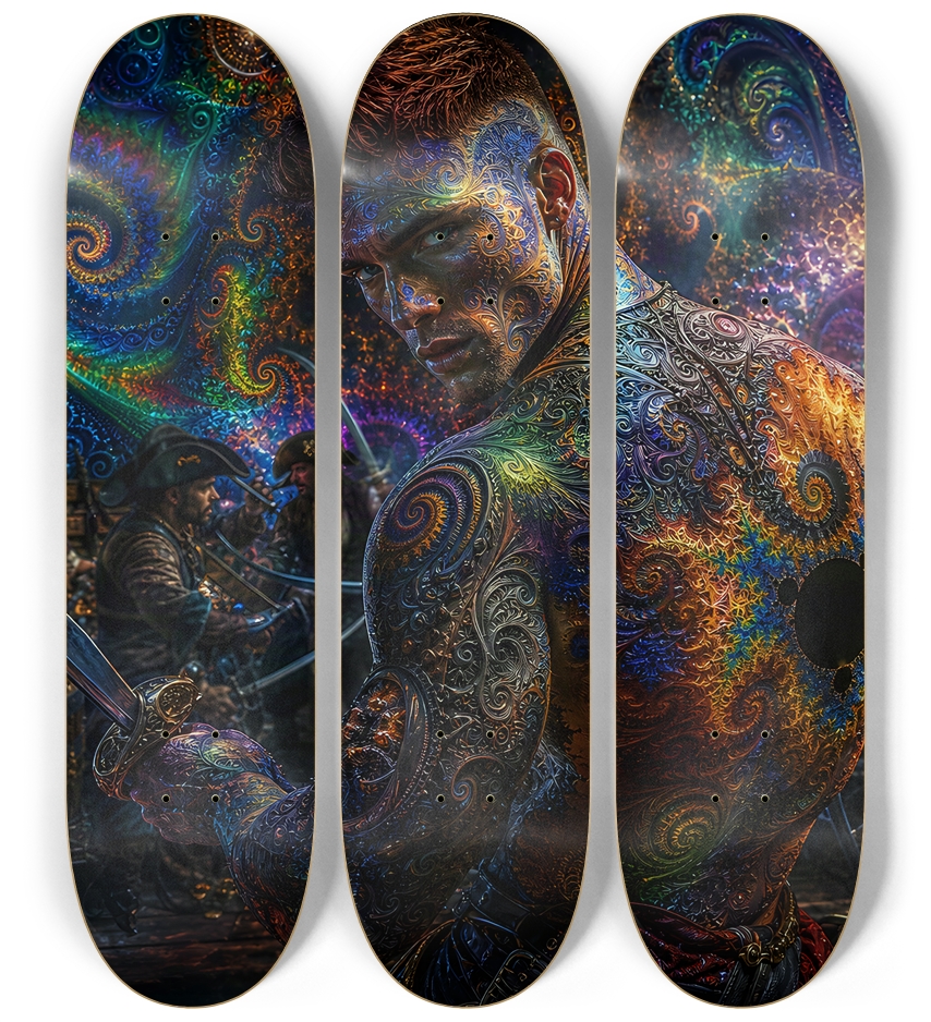 Psychedelic Gay Auburn Fractal Pirate #26 3 Deck Wall Series