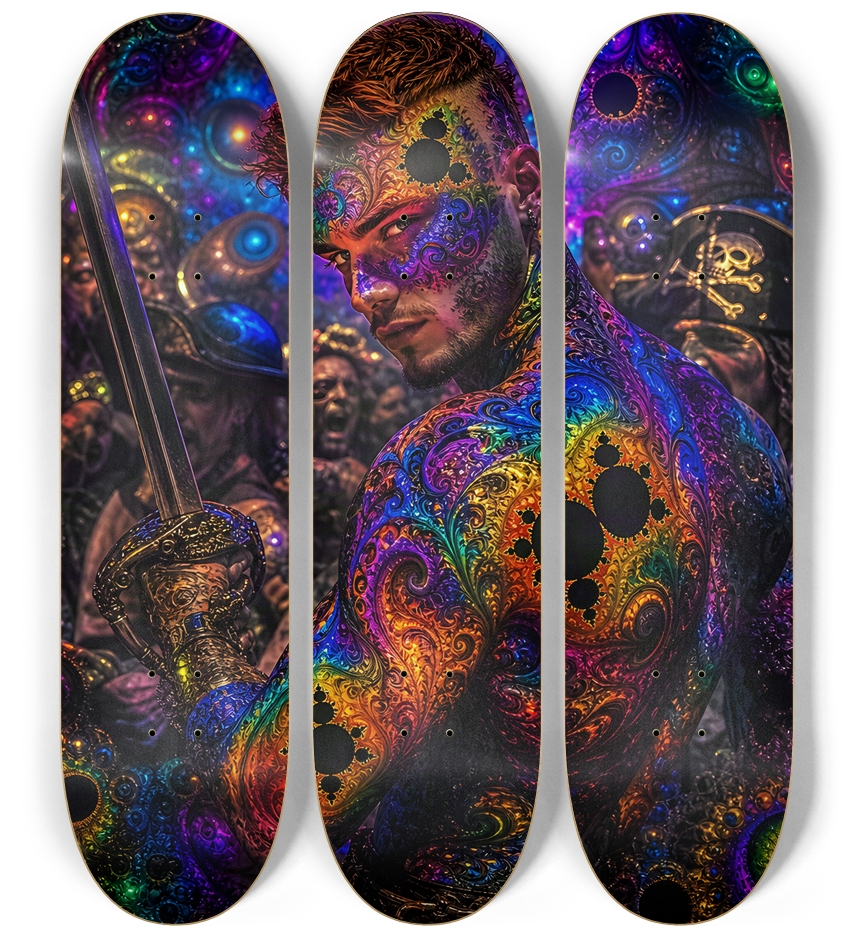 Psychedelic Gay Auburn Fractal Pirate #13 3 Deck Wall Series