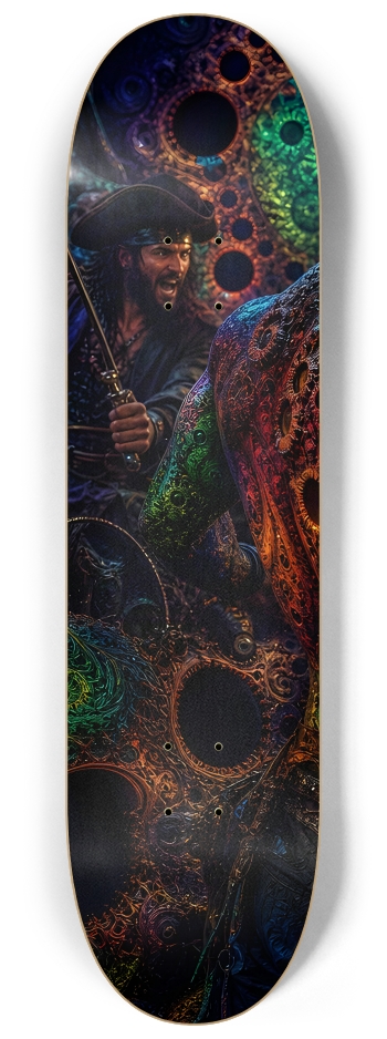 Psychedelic Gay Jet Black Fractal Pirate #2 #1 8-1/4 Skateboard Deck