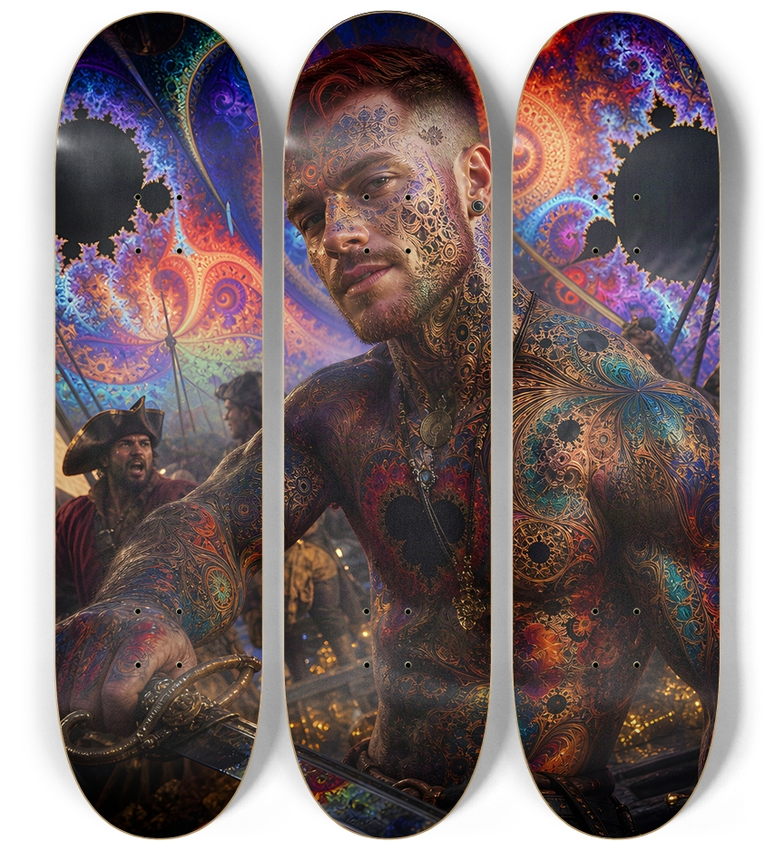 Psychedelic Redhead Fractal Pirate #14 3 Deck Wall Series