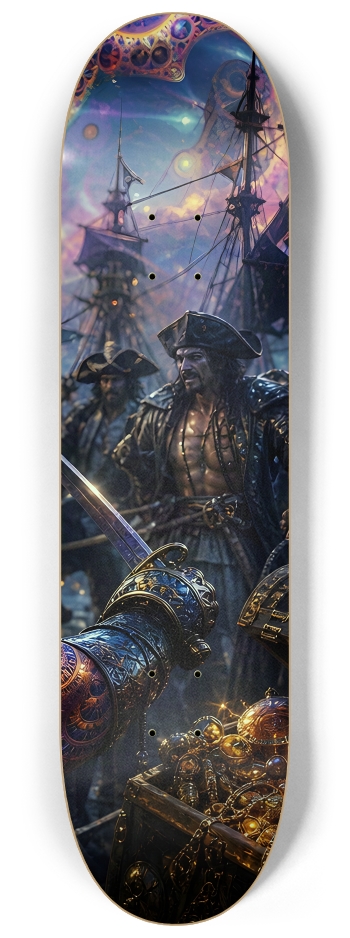 Psychedelic Gay Jet Black Fractal Pirate #1 #3 8-1/4 Skateboard Deck