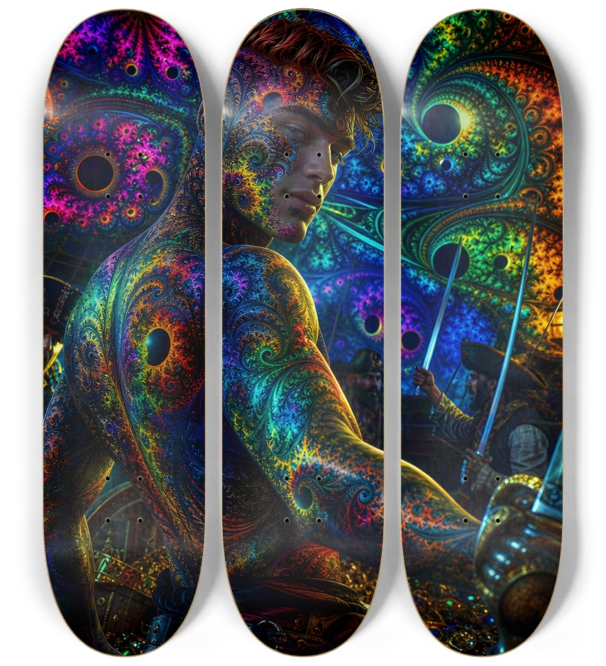 Psychedelic Gay Auburn Fractal Pirate #20 3 Deck Wall Series