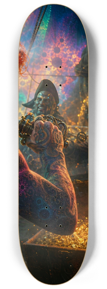 Psychedelic Redhead Fractal Pirate #24 #3 8-1/4 Skateboard Deck