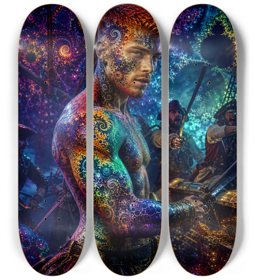 Psychedelic Redhead Fractal Pirate #26 3 Deck Wall Series
