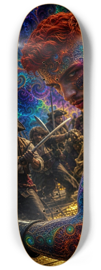 Psychedelic Redhead Fractal Pirate #4 #1 8-1/4 Skateboard Deck