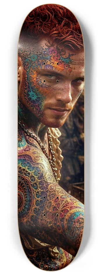 Psychedelic Redhead Fractal Pirate #22 #2 8-1/4 Skateboard Deck