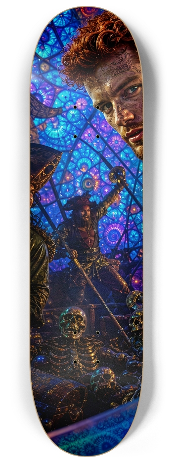 Psychedelic Redhead Fractal Pirate #6 #1 8-1/4 Skateboard Deck
