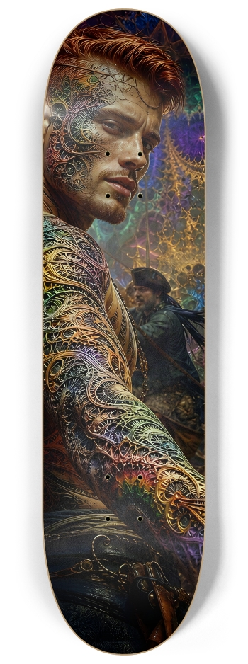 Psychedelic Redhead Fractal Pirate #1 #2 8-1/4 Skateboard Deck